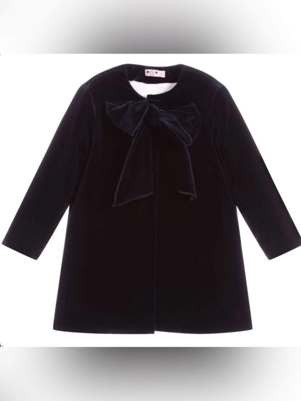 Phi Clothing Kids Girls Bow Wool Coat, Black, 10Y